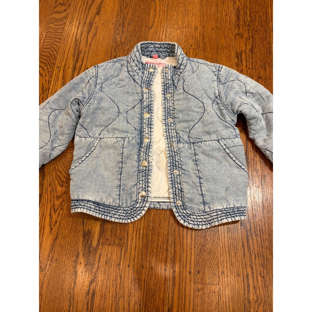 BlankNYC Kids Quilted Denim Jacket Light Wash Acid Snap Front Blue Small